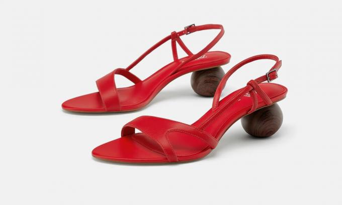 Kožené sandále s okrúhlym podpätkami Mango, cena 4999 rubľov